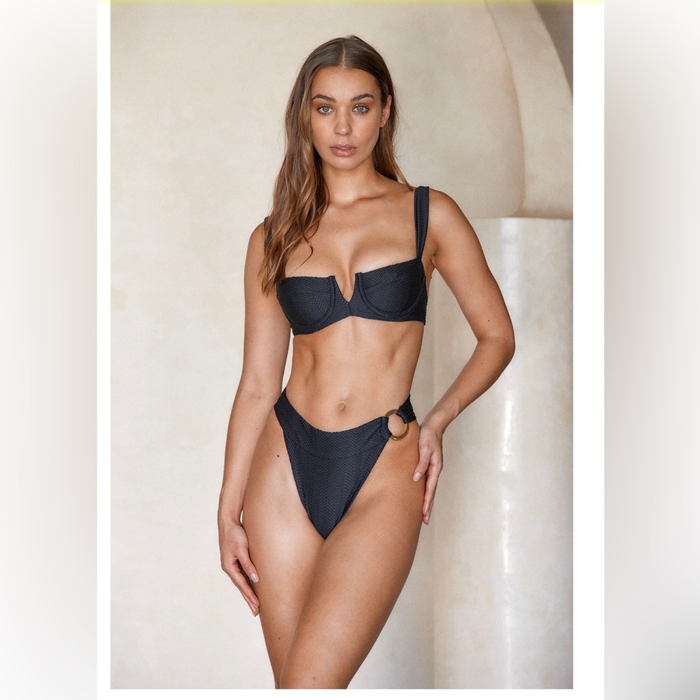 Monday Swimwear - Black Chevron bikini set